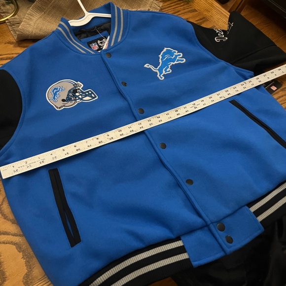 Detroit Lions NFL Team Apparel Quilt Lined Varsity Bomber Jacket Mens XL NWT - Picture 6 of 12